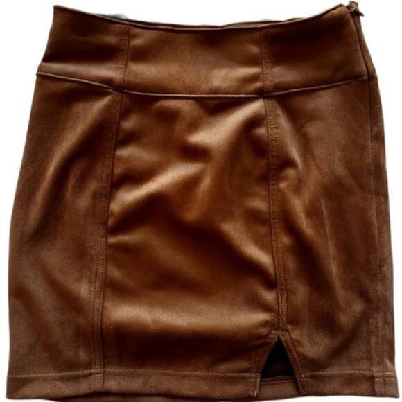 So Soft Brown Mini Skirt - Picture 1 of 4